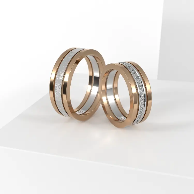 Обручальные парные кольца из белого золота 750 пробы (138)