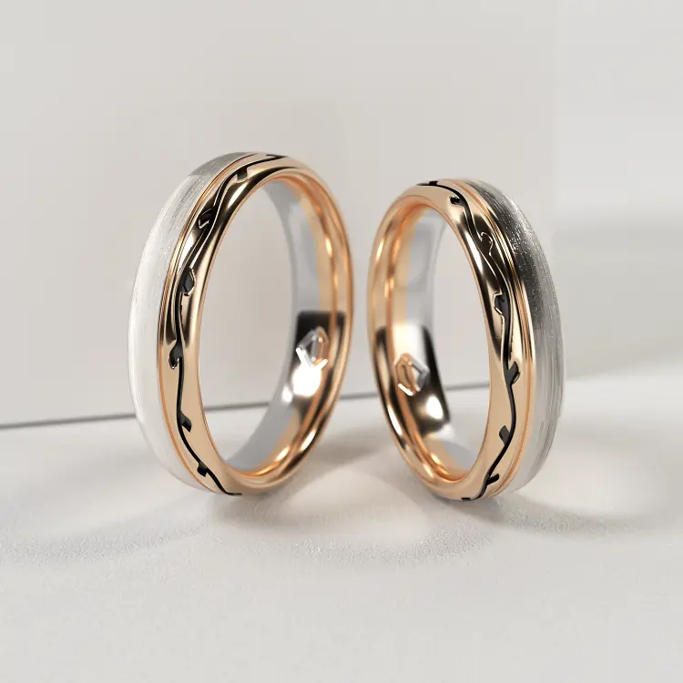 Обручальные парные кольца из желтого золота 585 пробы (147)