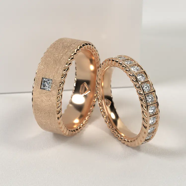 Обручальные парные кольца из розового золота 585 пробы (148)