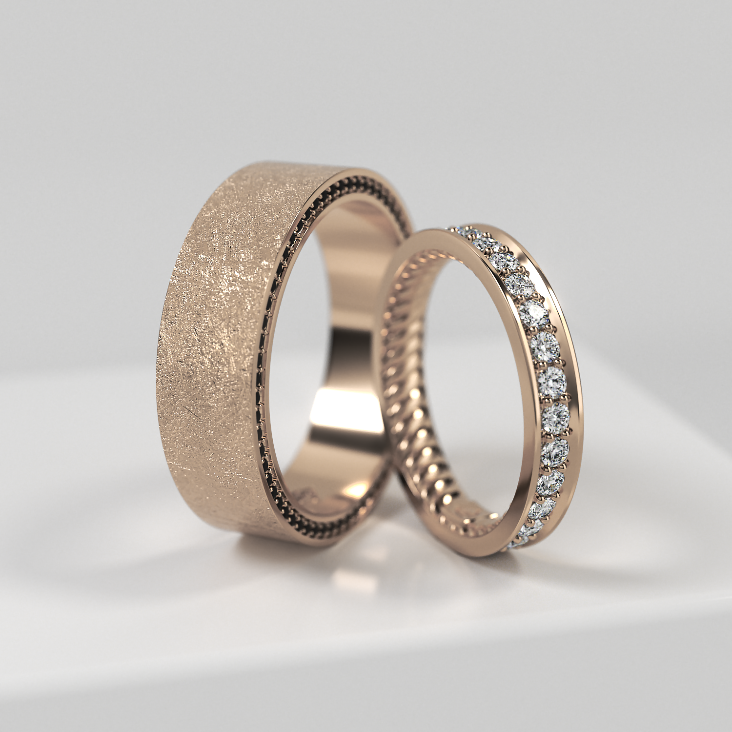 Обручальные парные кольца из розового золота 585 пробы (154)