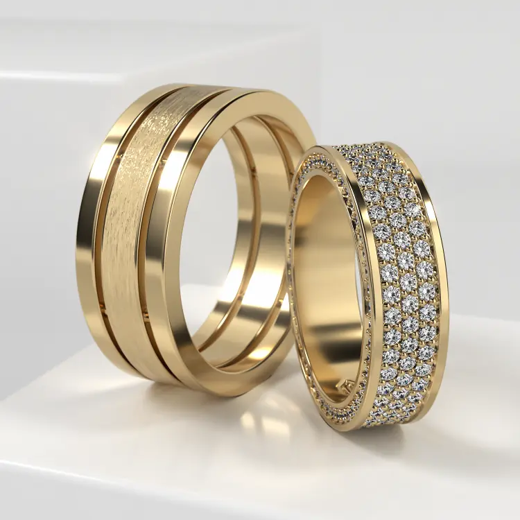 Обручальные парные кольца из желтого золота 585 пробы (155)