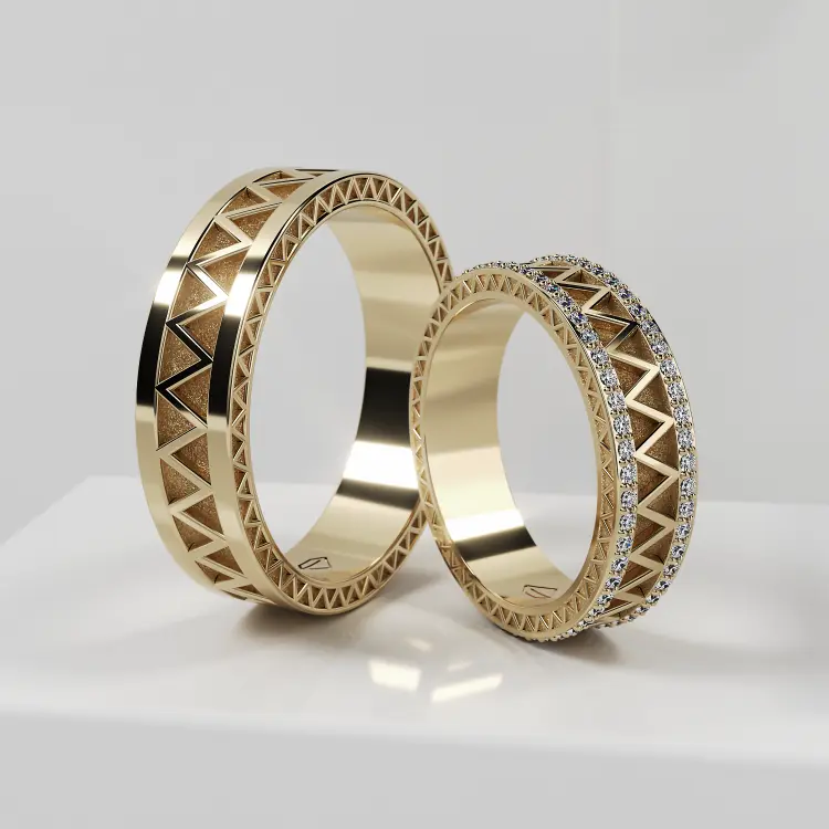 Обручальные парные кольца из желтого золота 585 пробы (156)