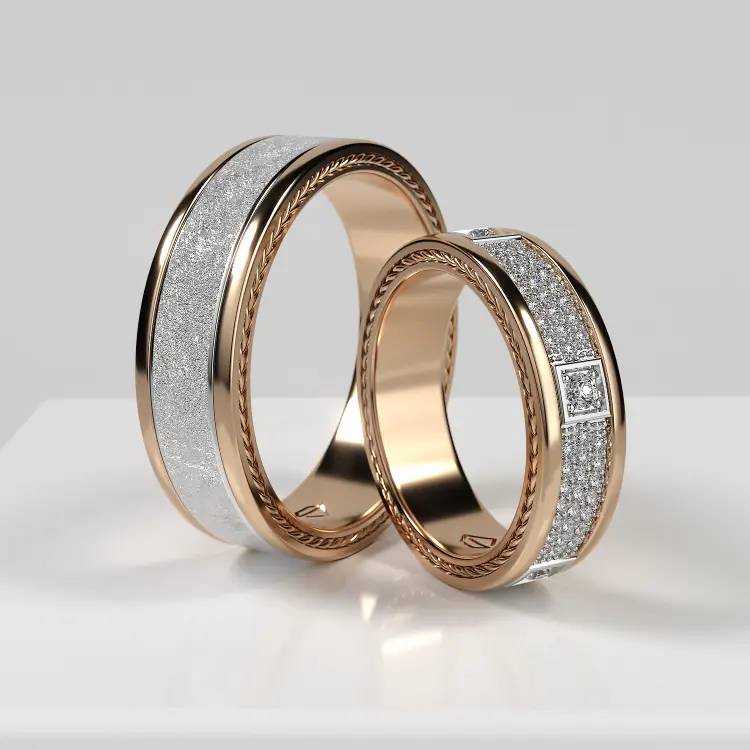 Обручальные парные кольца из белого золота 585 пробы (157)