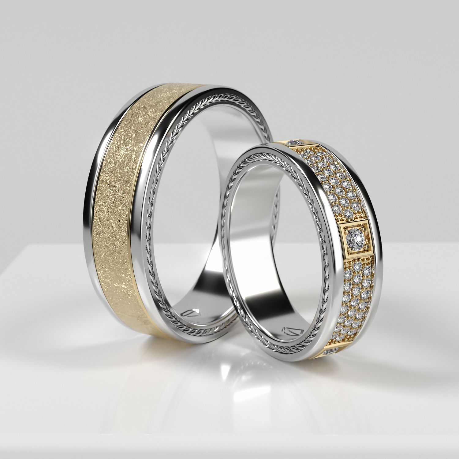 Обручальные парные кольца из желтого золота 585 пробы (157)