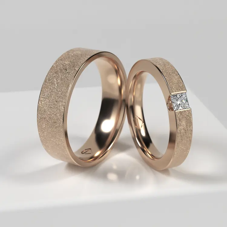 Обручальные парные кольца из розового золота 585 пробы (158)