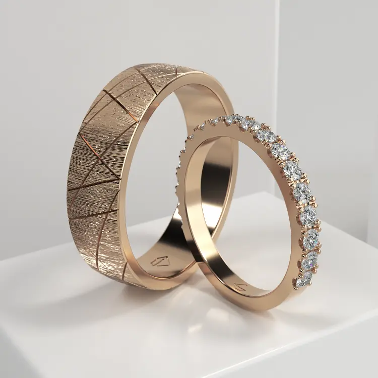 Обручальные парные кольца из розового золота 585 пробы (161)