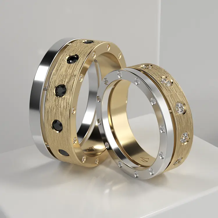 Обручальные парные кольца из белого золота 585 пробы (162)