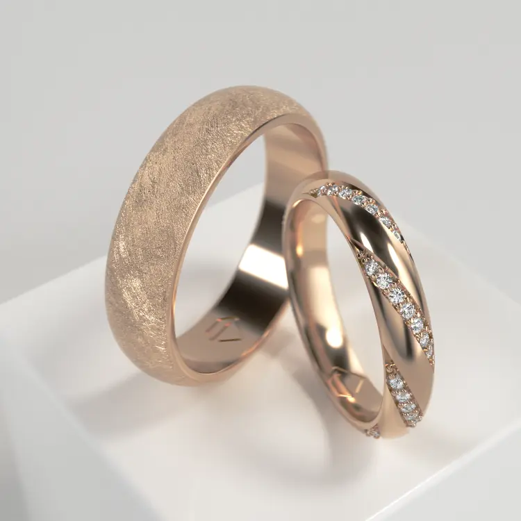 Обручальные парные кольца из розового золота 585 пробы (166)