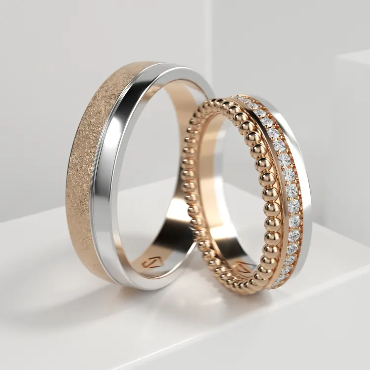 Обручальные парные кольца из белого золота 585 пробы (167)