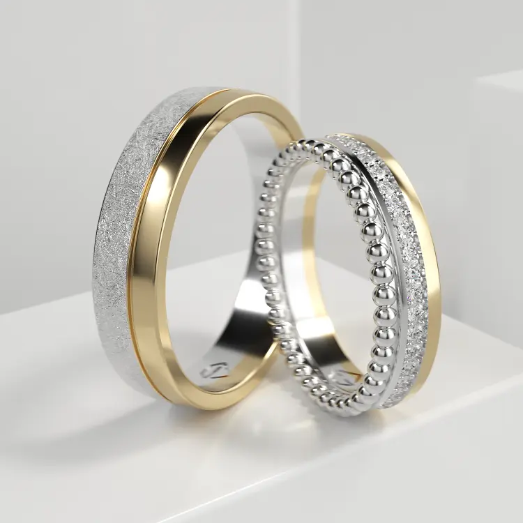 Обручальные парные кольца из желтого золота 585 пробы (167)
