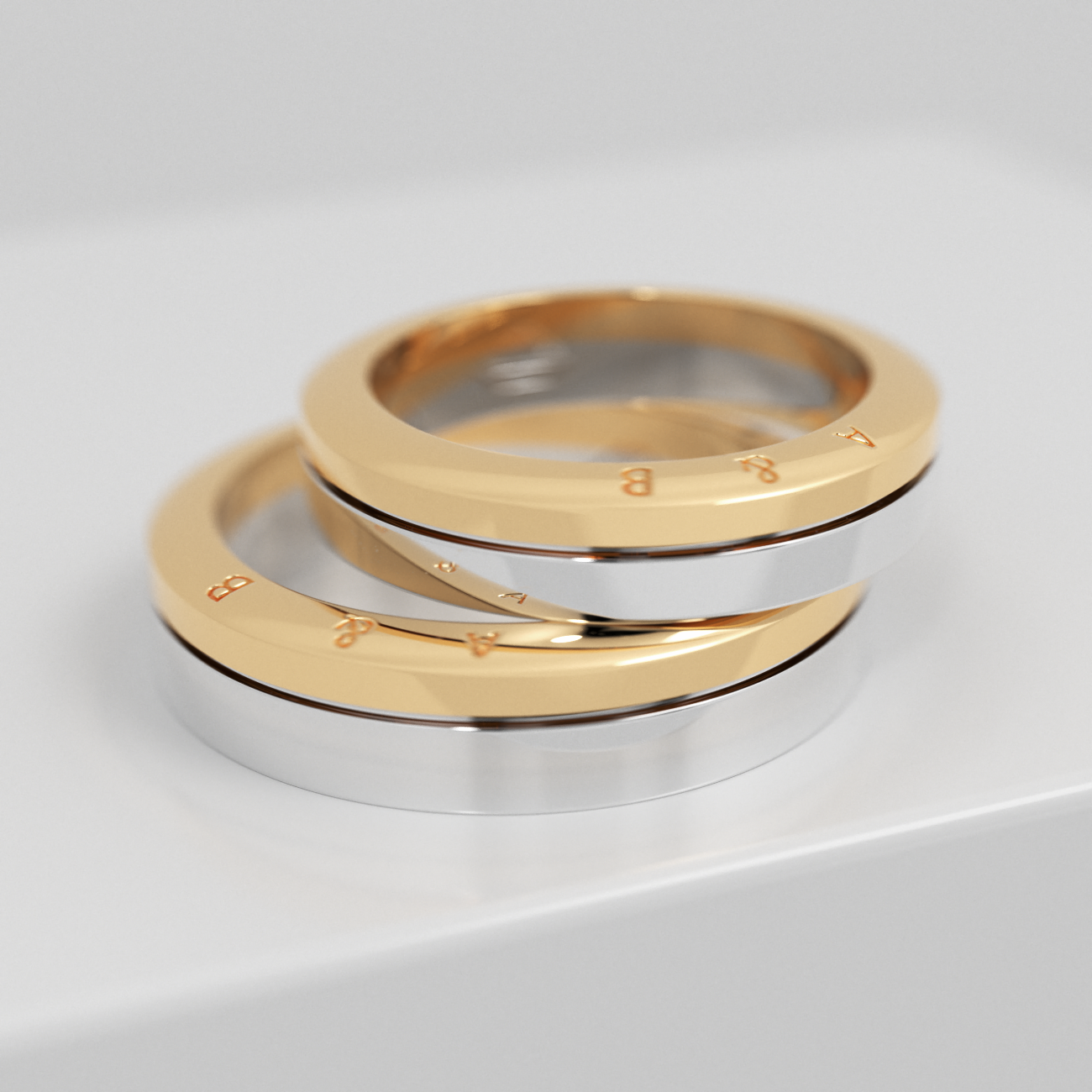 Обручальные парные кольца из белого золота 750 пробы (168)