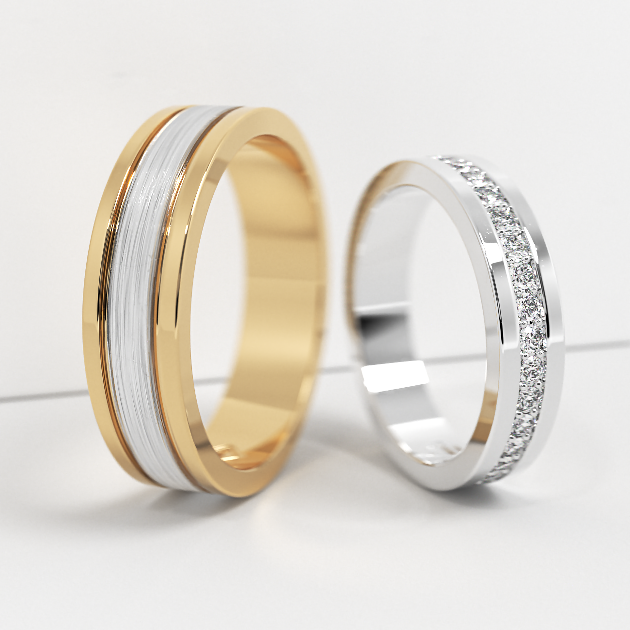 Обручальные парные кольца из белого золота 585 пробы (171)