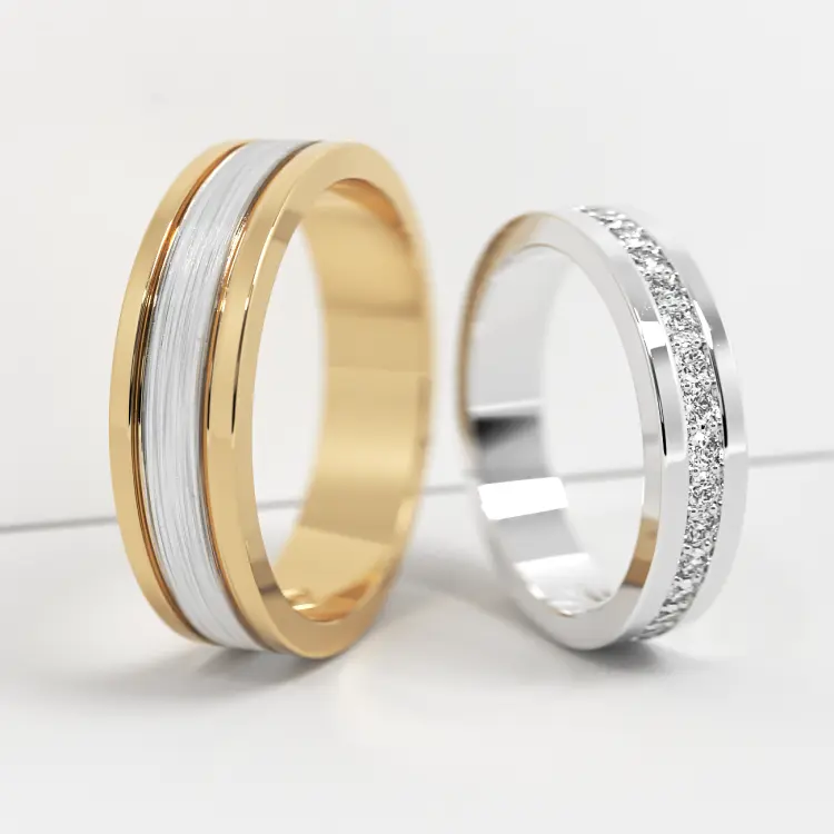 Обручальные парные кольца из белого золота 750 пробы (171)