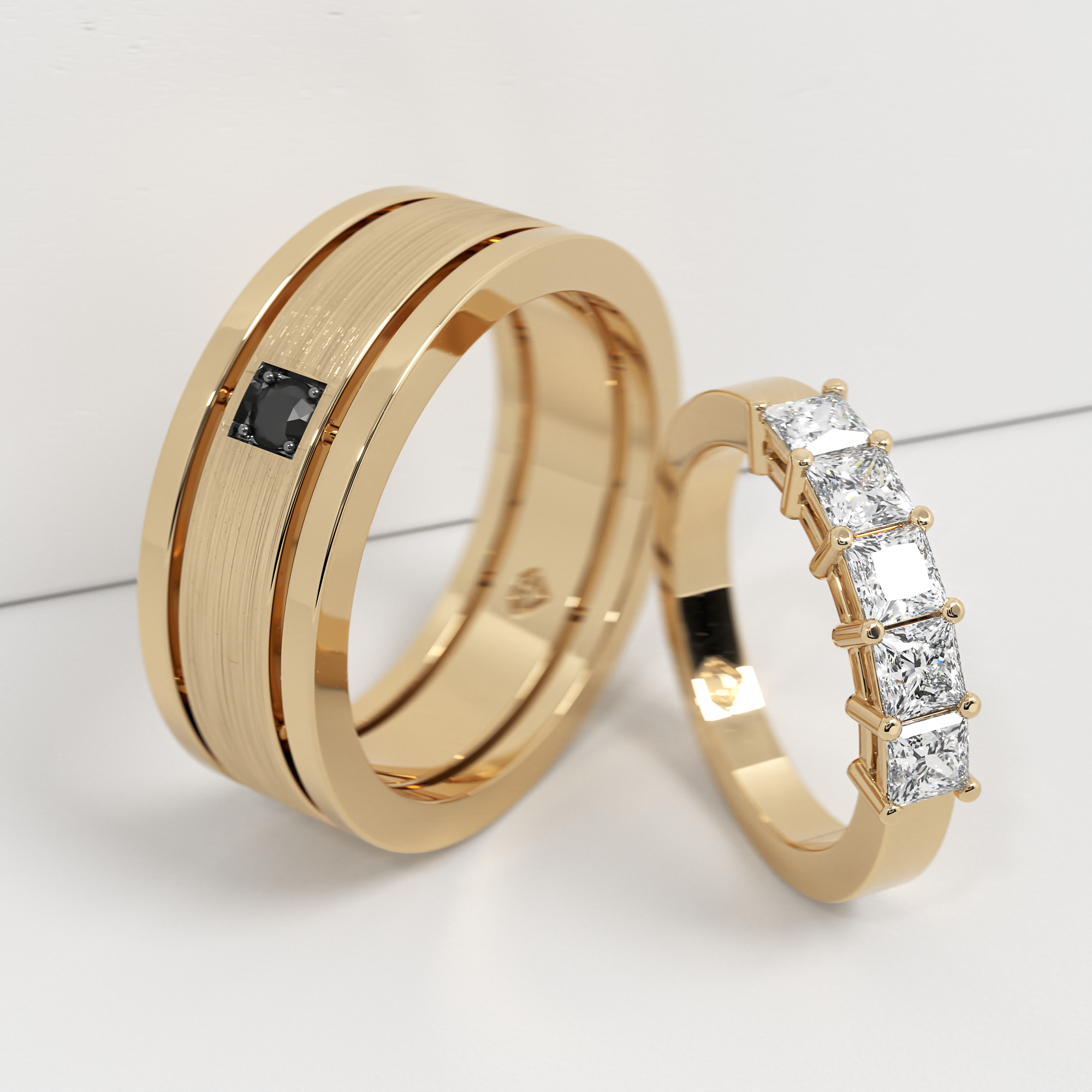 Обручальные парные кольца из желтого золота 585 пробы (172)