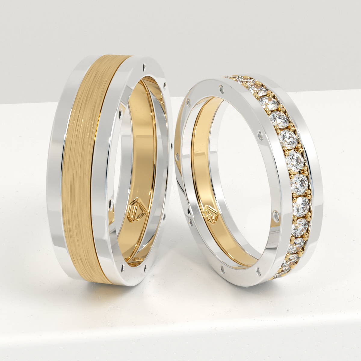 Обручальные парные кольца из белого золота 585 пробы (177)