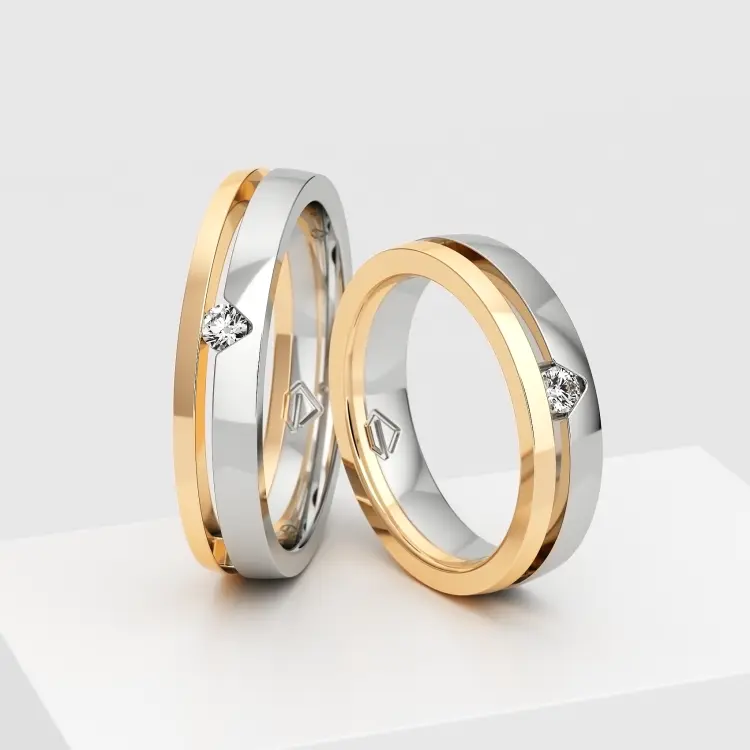Обручальные парные кольца из белого золота 585 пробы (180)