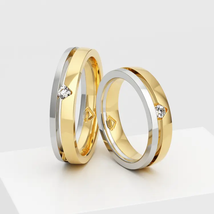 Обручальные парные кольца из желтого золота 585 пробы (180)