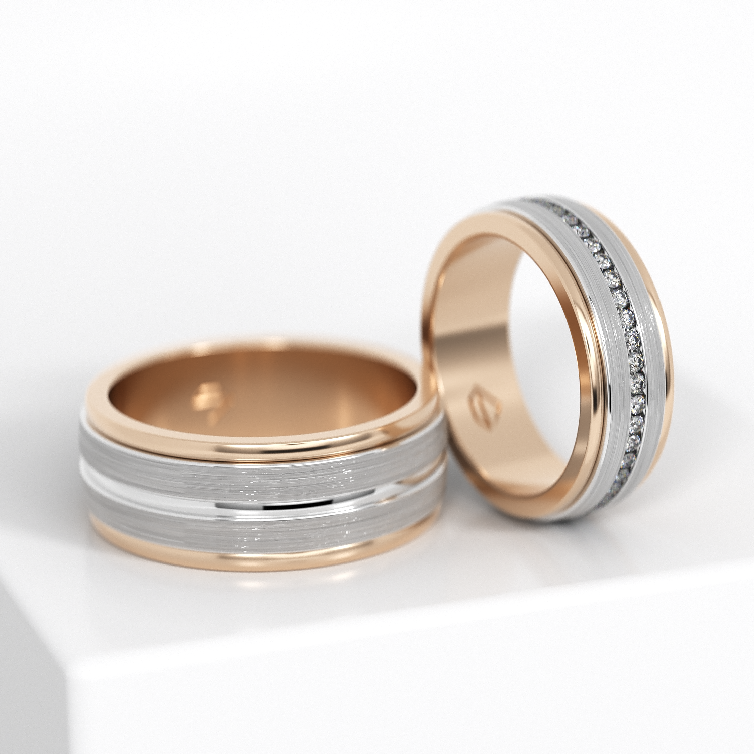 Обручальные парные кольца из белого золота 750 пробы (182)