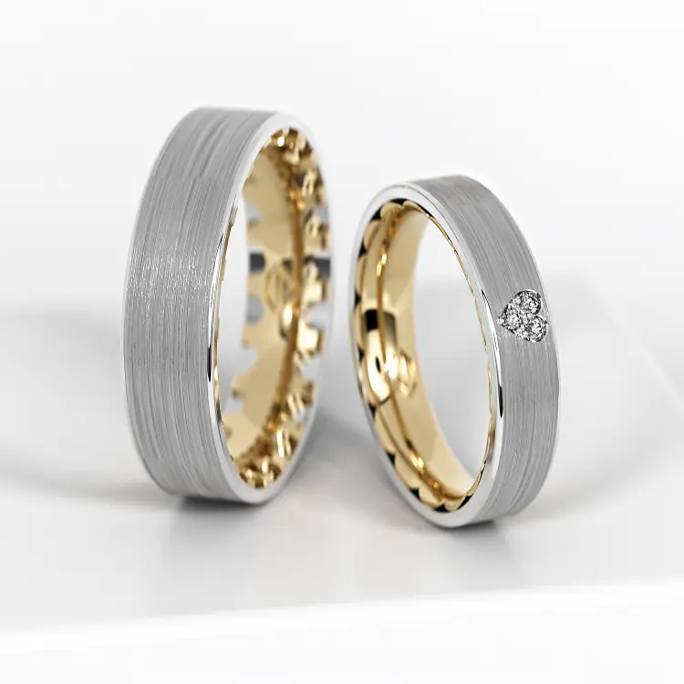 Обручальные парные кольца из белого золота 750 пробы (186)