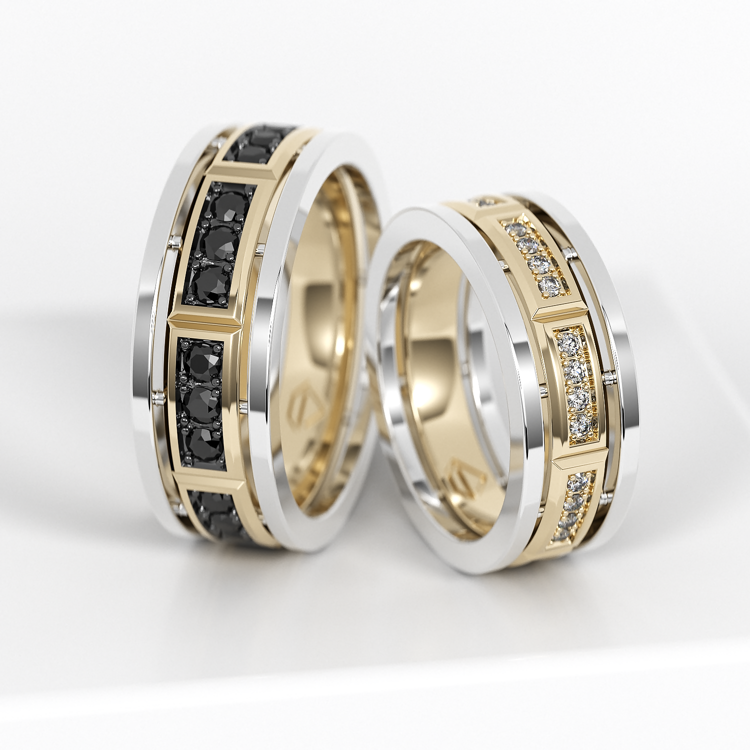 Обручальные парные кольца из белого золота 585 пробы (187)