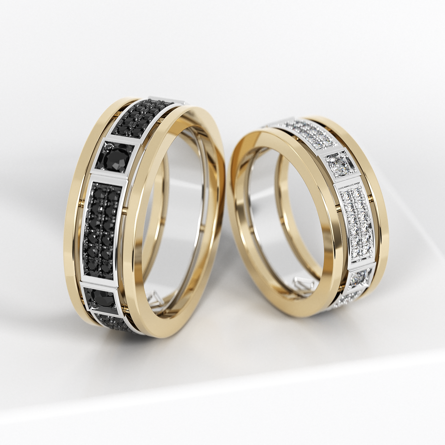 Обручальные парные кольца из белого золота 585 пробы (188)