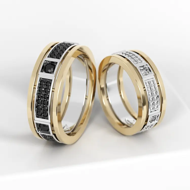 Обручальные парные кольца из белого золота 750 пробы (188)