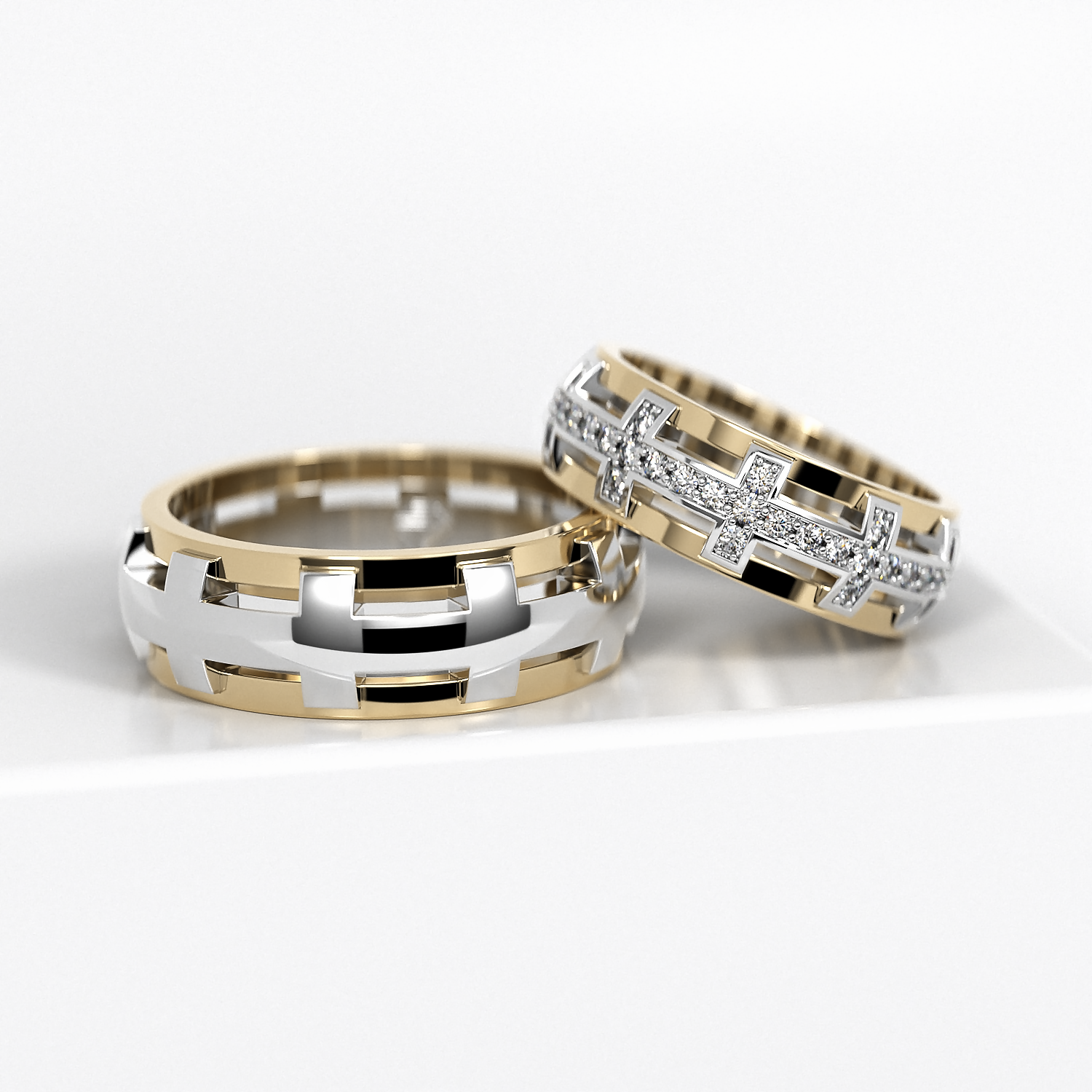 Обручальные парные кольца из белого золота 585 пробы (189)