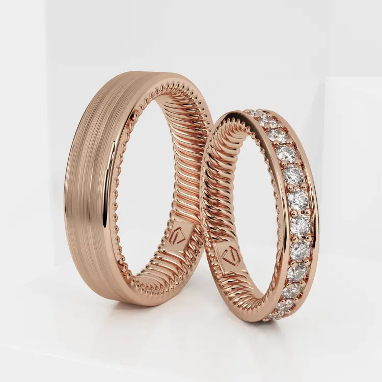 Обручальные парные кольца из розового золота 585 пробы (190)