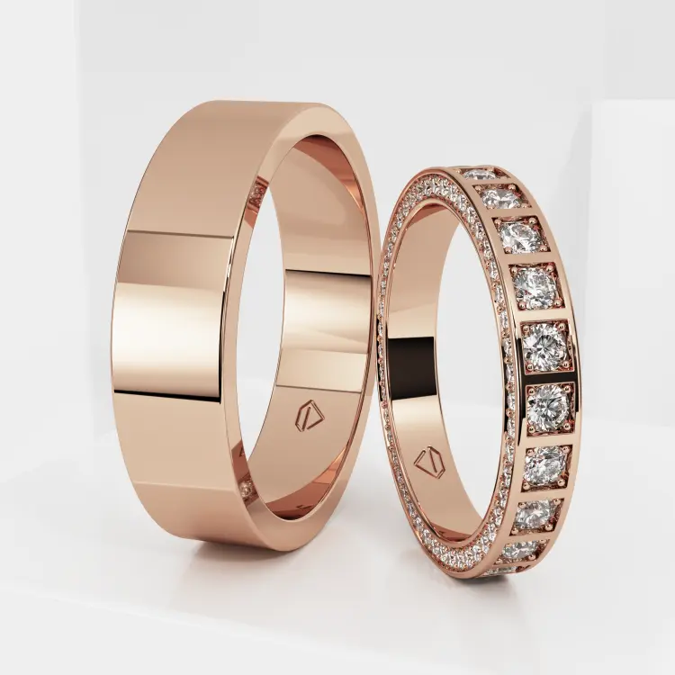 Обручальные парные кольца из розового золота 585 пробы (193)