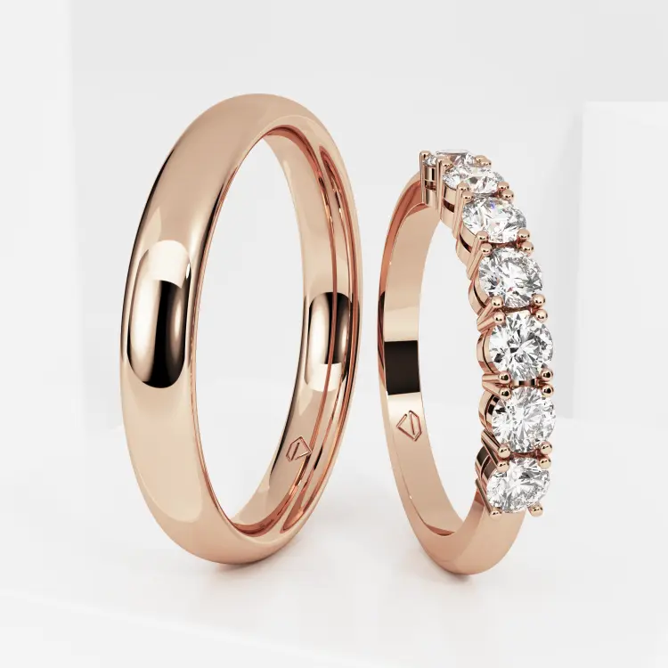Обручальные парные кольца из розового золота 585 пробы (194)