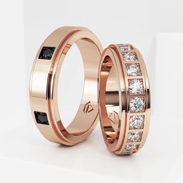 Обручальные парные кольца из розового золота 585 пробы (198)