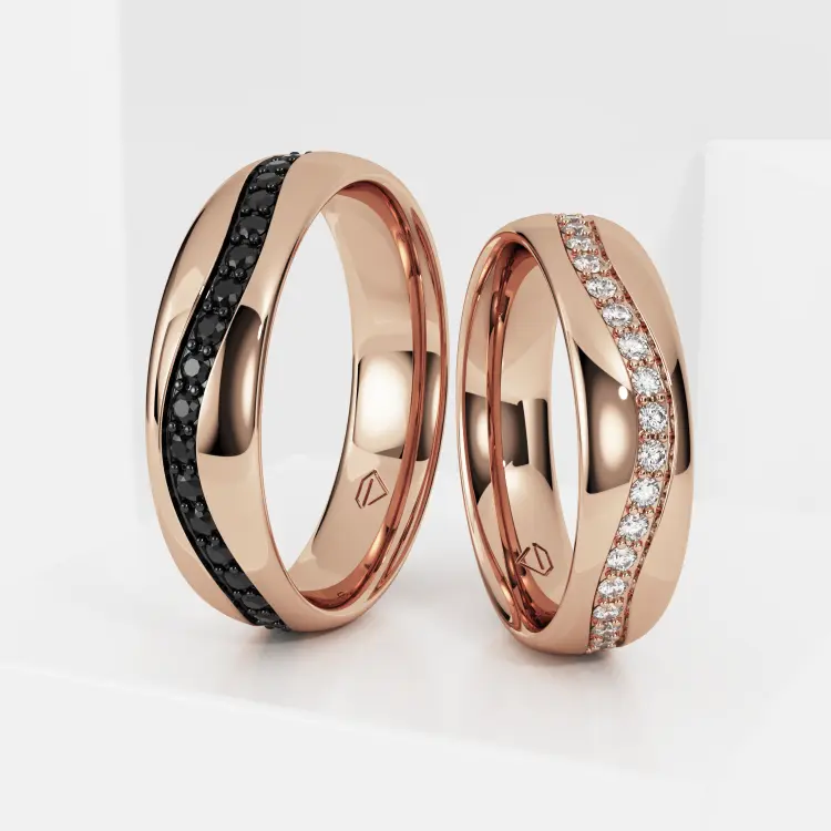 Обручальные парные кольца из розового золота 585 пробы (201)