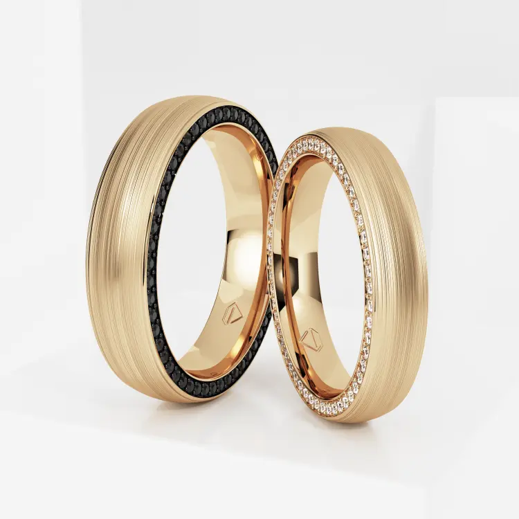 Обручальные парные кольца из желтого золота 585 пробы (202)