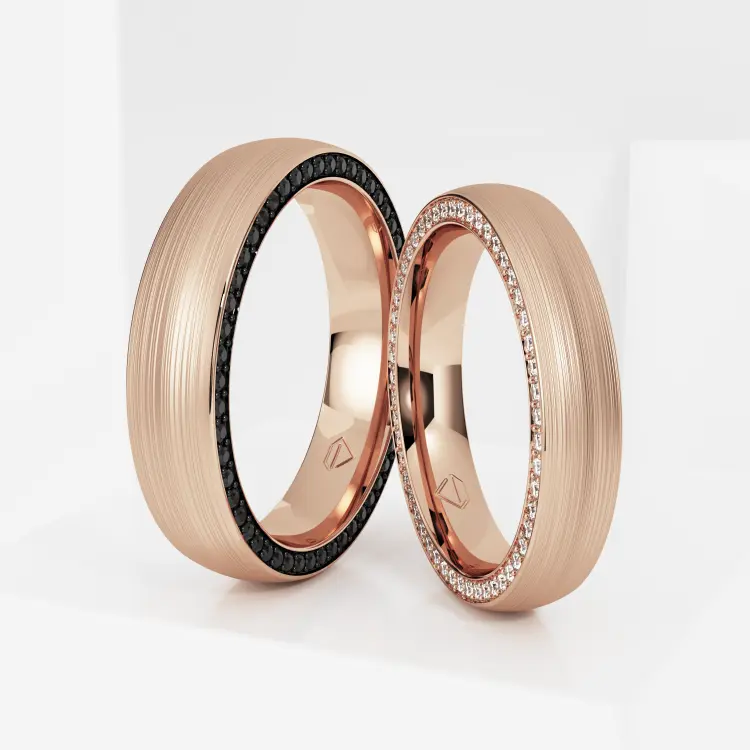 Обручальные парные кольца из розового золота 585 пробы (202)
