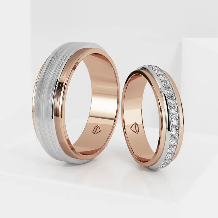 Обручальные парные кольца из розового золота 585 пробы (203)