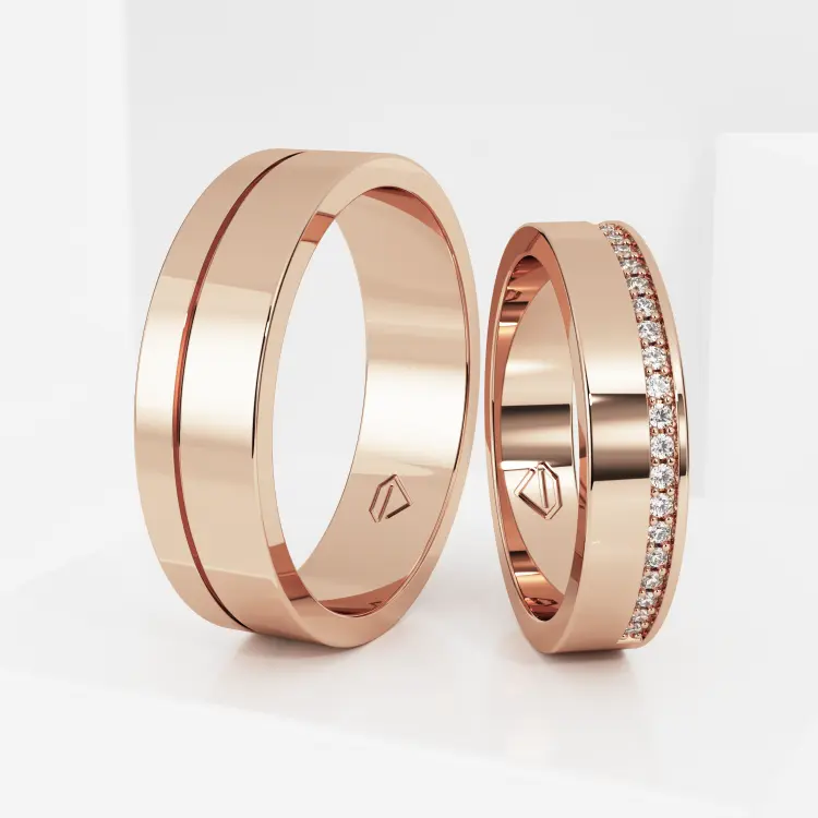 Обручальные парные кольца из розового золота 585 пробы (204)