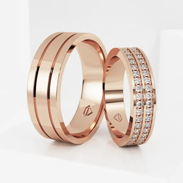 Обручальные парные кольца из розового золота 585 пробы (206)