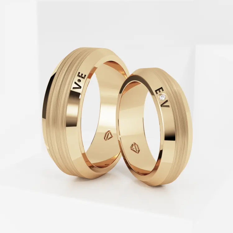 Обручальные парные кольца из желтого золота 585 пробы (208)