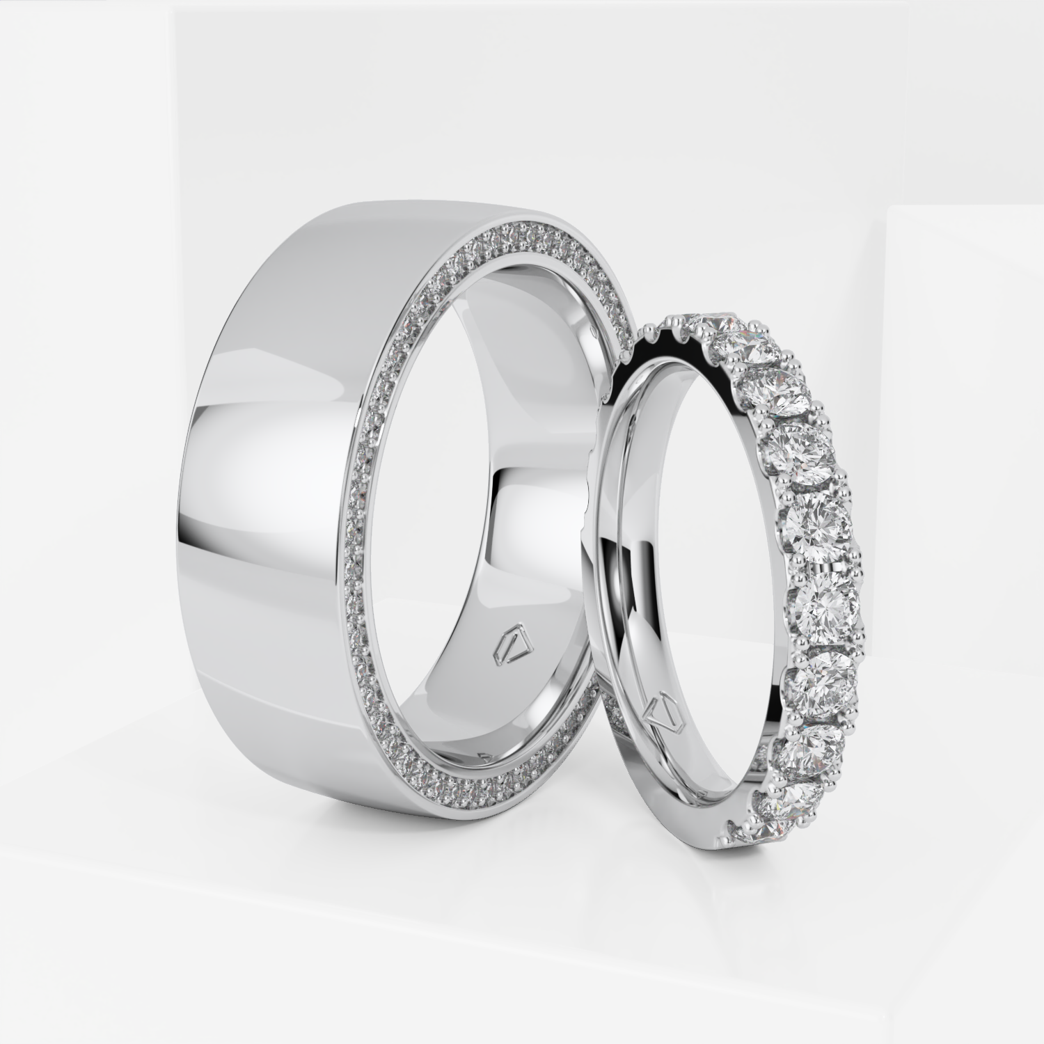 Парные обручальные кольца на заказ, цена на изготовление свадебного кольца с бриллиантами в Москве