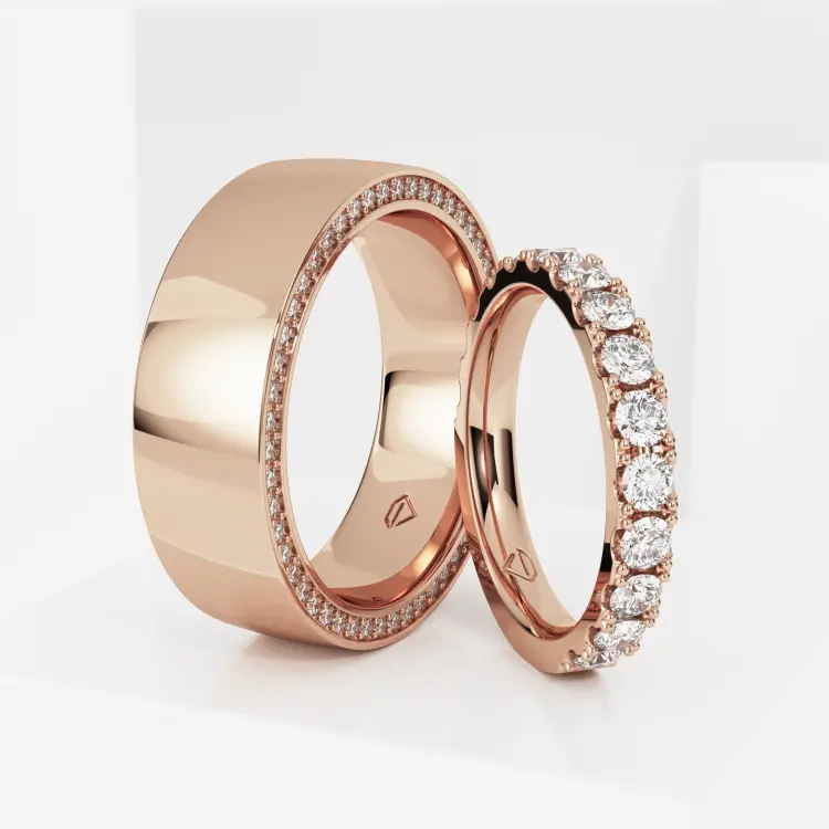 Обручальные парные кольца из розового золота 585 пробы (210)