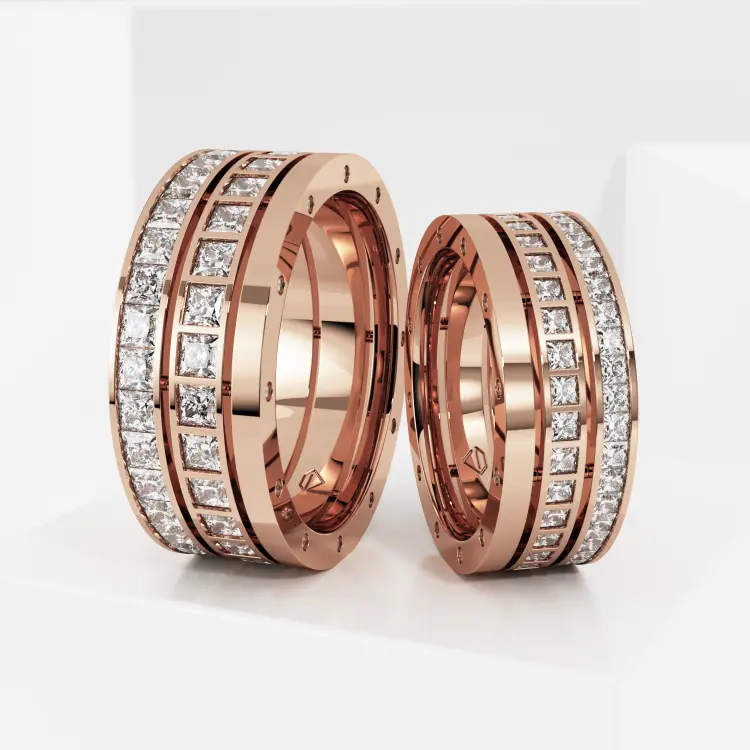 Обручальные парные кольца из розового золота 585 пробы (211)
