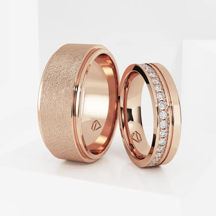 Обручальные парные кольца из розового золота 585 пробы (212)