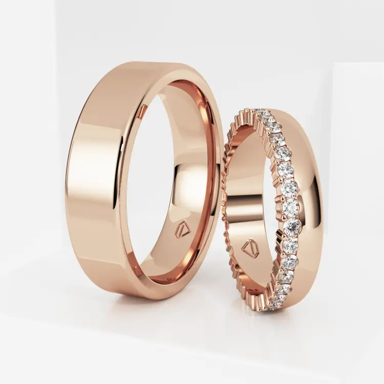 Обручальные парные кольца из розового золота 585 пробы (214)
