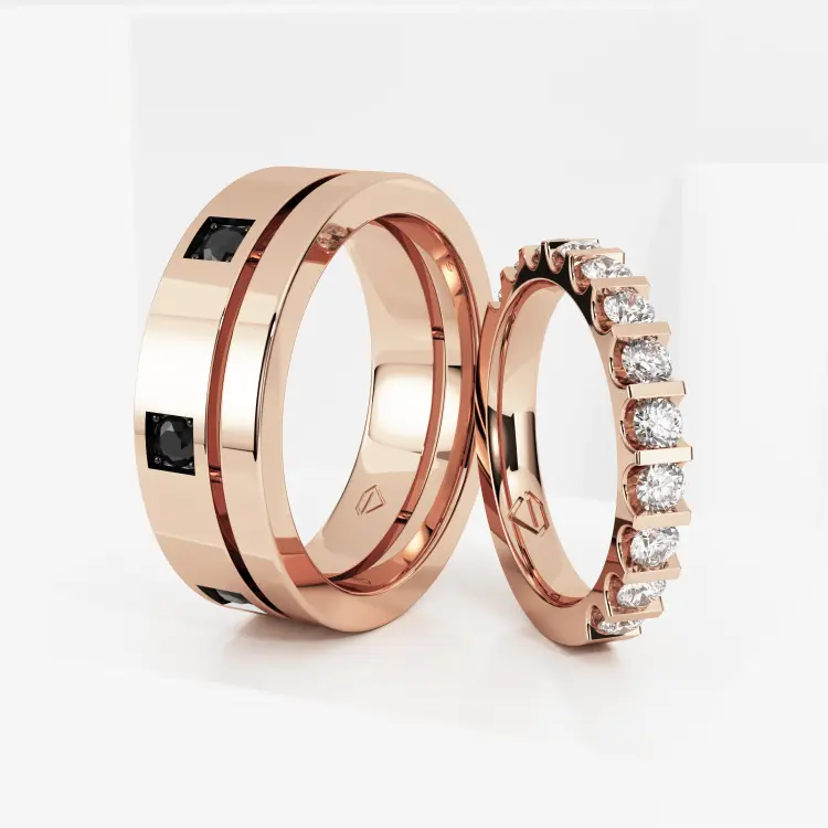 Обручальные парные кольца из розового золота 585 пробы (215)