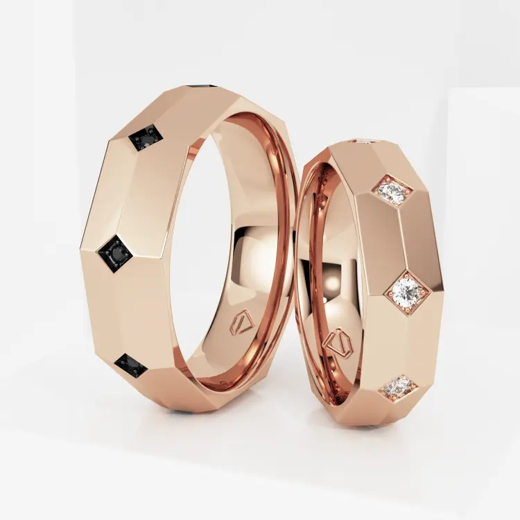 Обручальные парные кольца из розового золота 585 пробы (216)