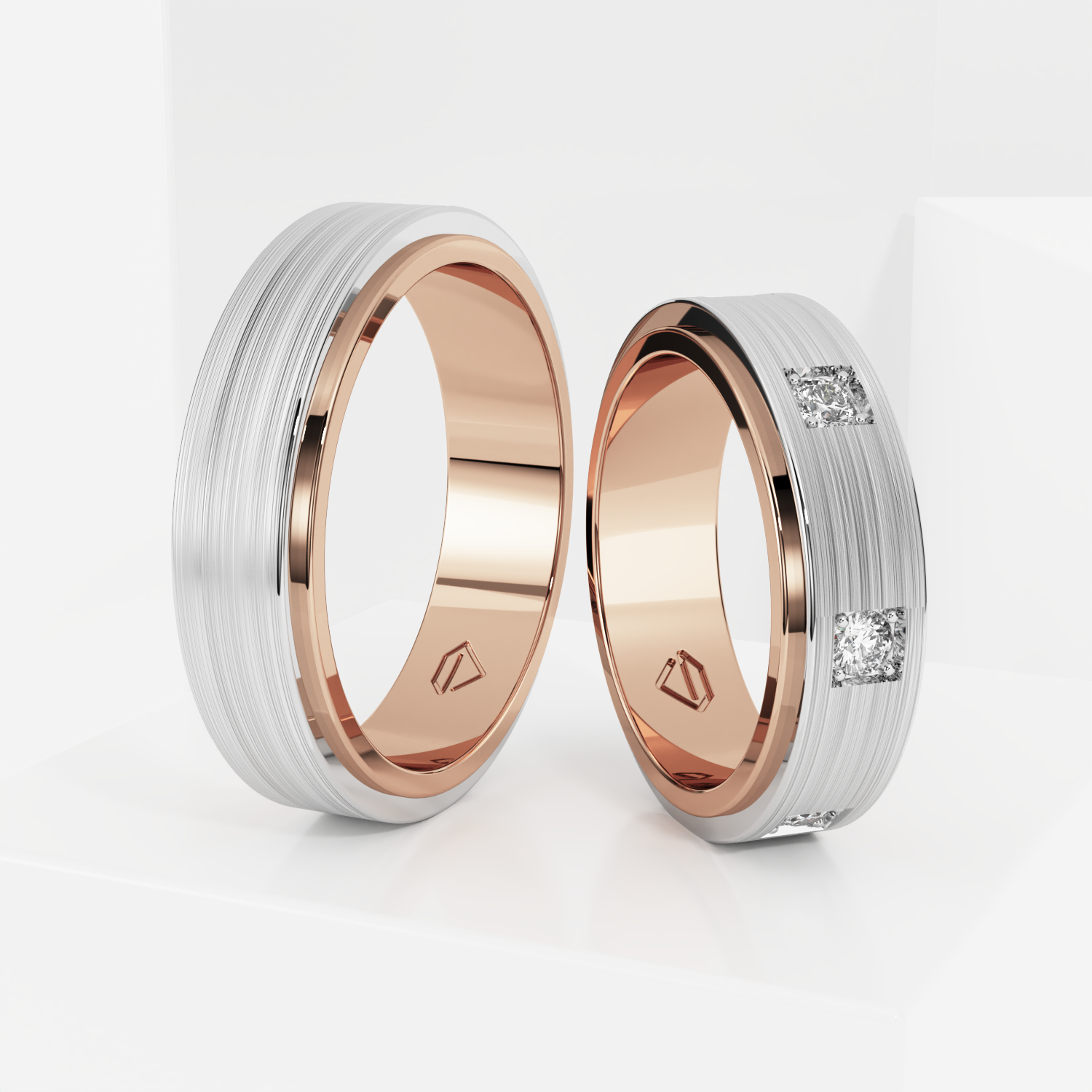 Обручальные парные кольца из розового золота 585 пробы (217)
