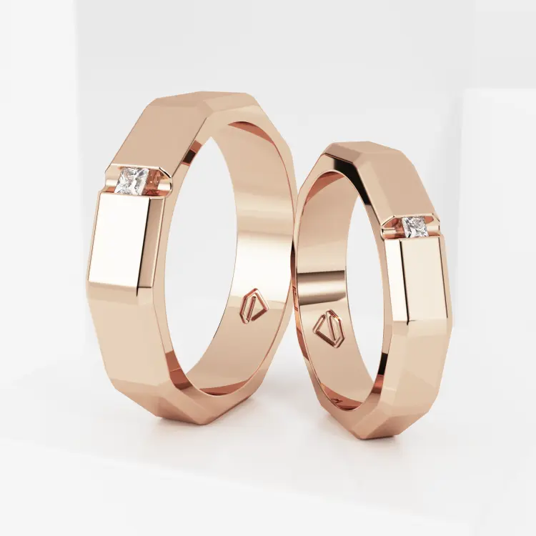 Обручальные парные кольца из розового золота 585 пробы (220)