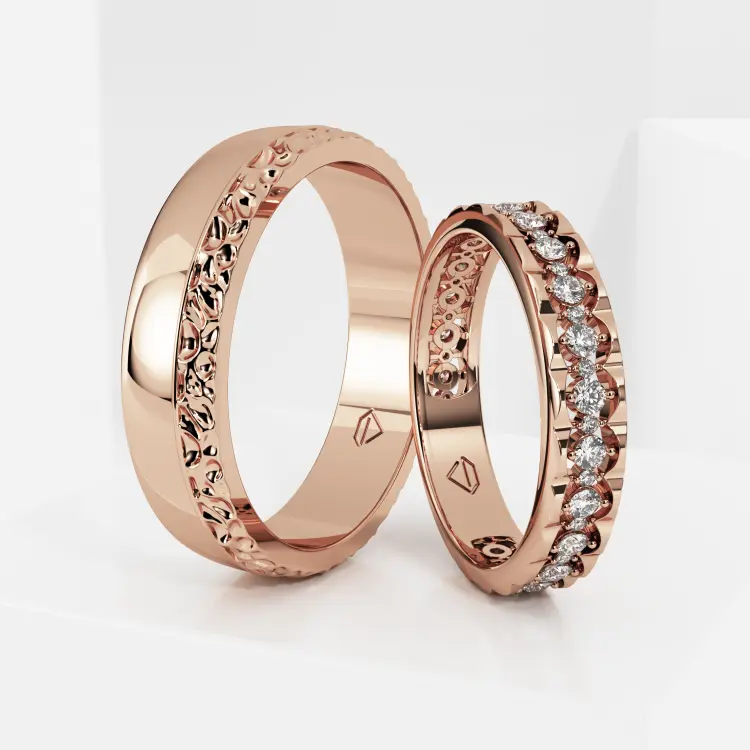 Обручальные парные кольца из розового золота 585 пробы (221)