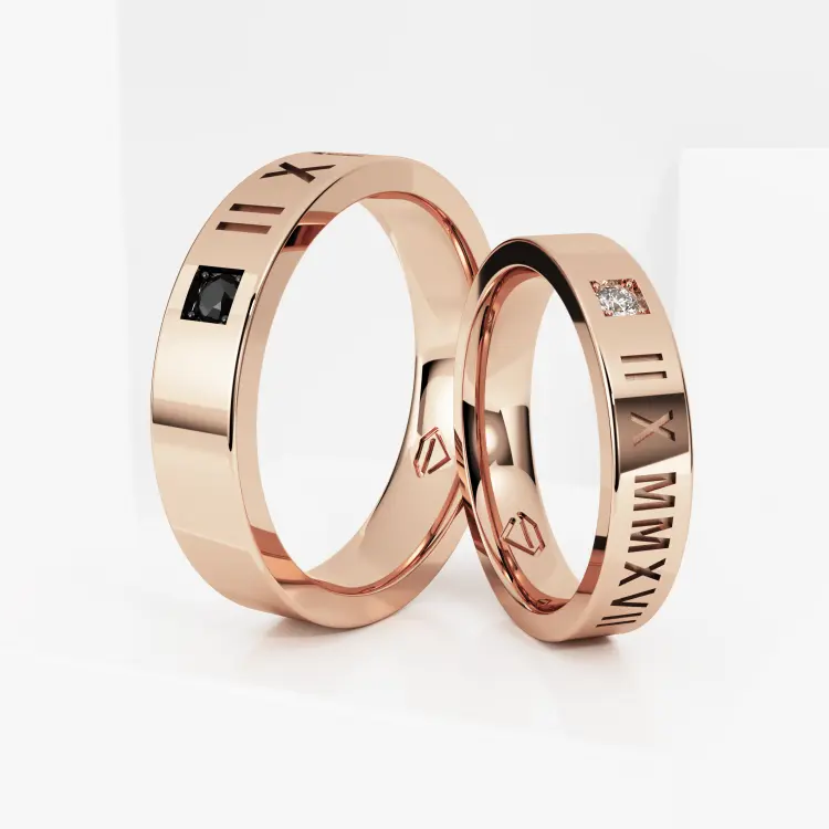 Обручальные парные кольца из розового золота 585 пробы (224)