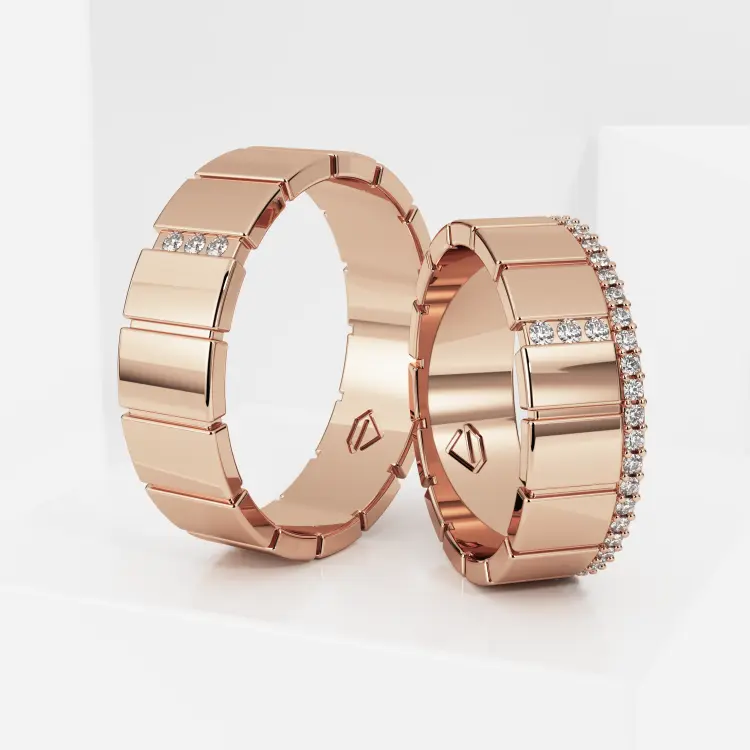 Обручальные парные кольца из розового золота 585 пробы (226)
